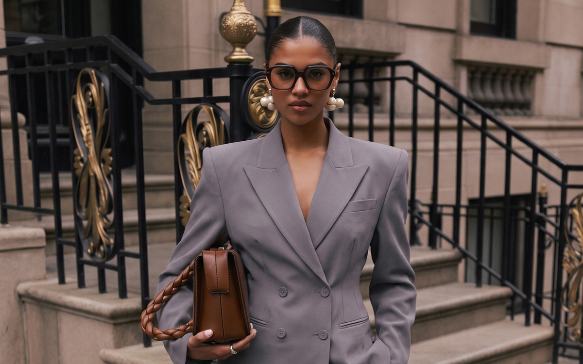 Blazer Farah Faza Atelier gris, blazer femme curvy cintré à épaule structurée