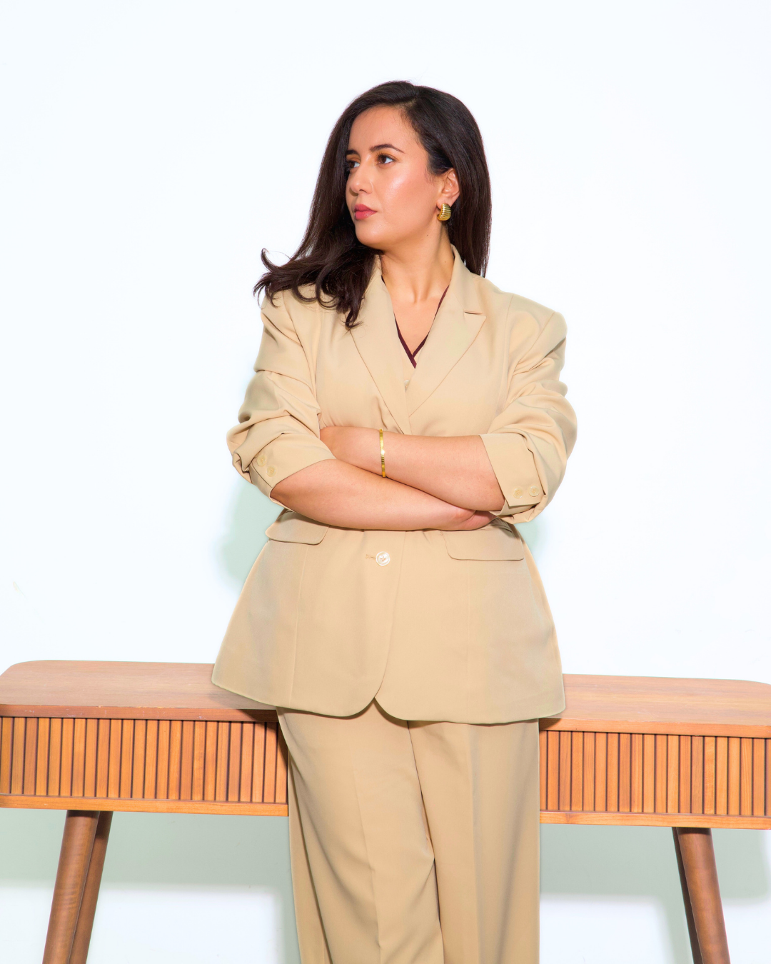 The Desert Rose Tailored Oversized Blazer with Belt