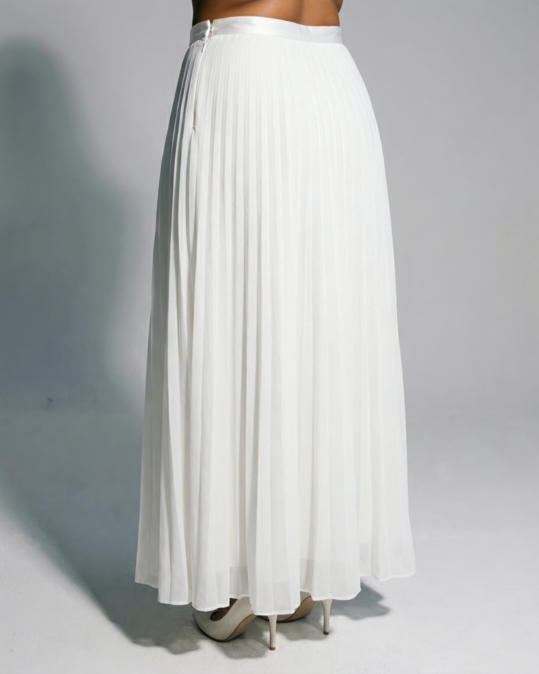 The Zahra White Maxi Pleated Skirt