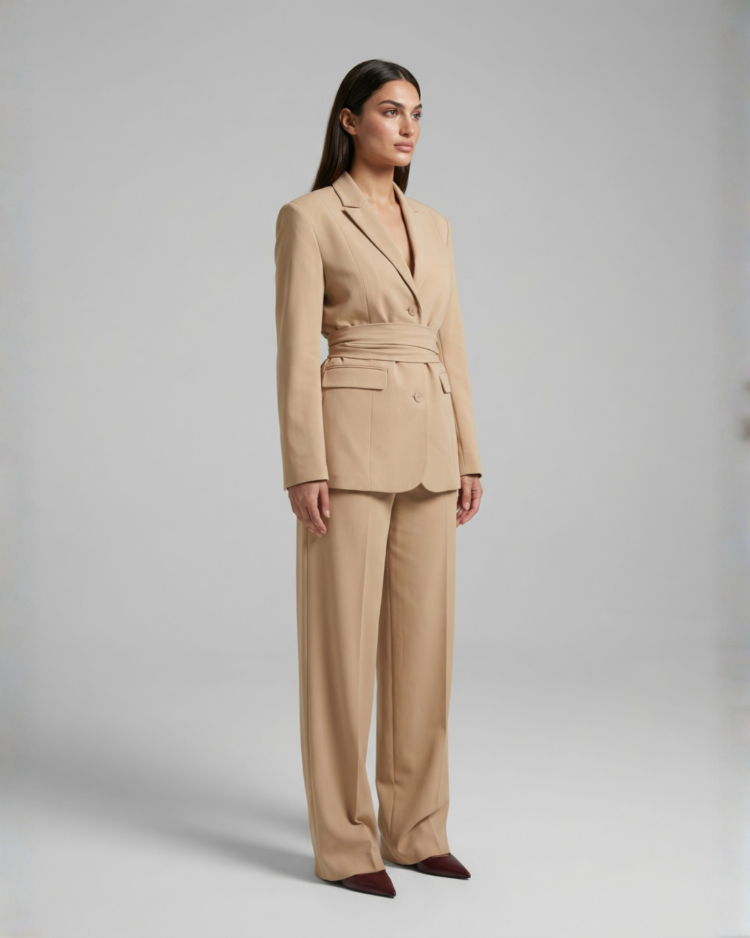 The Desert Rose Tailored Oversized Blazer with Belt