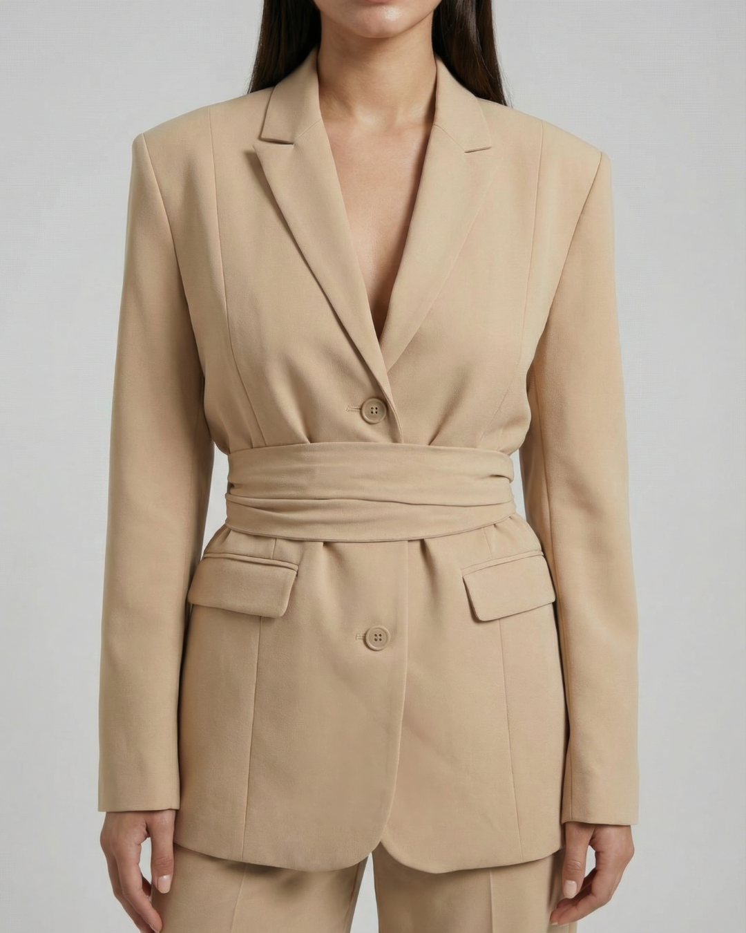 The Desert Rose Tailored Oversized Blazer with Belt