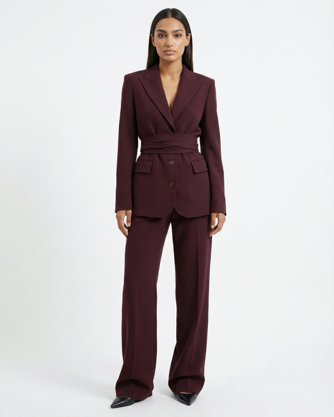 The Bordeaux Tailored Oversized Blazer with Belt