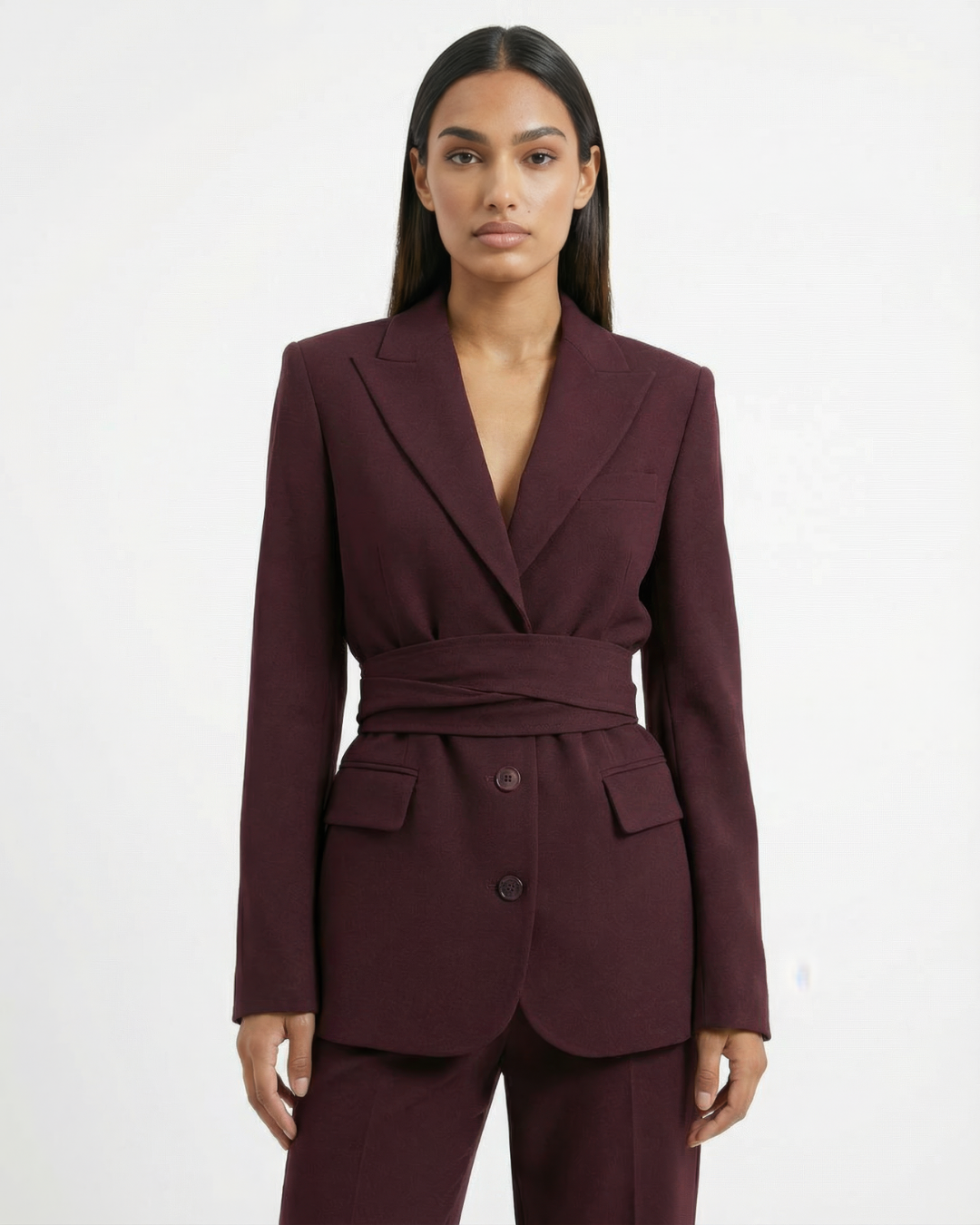 The Bordeaux Tailored Oversized Blazer with Belt