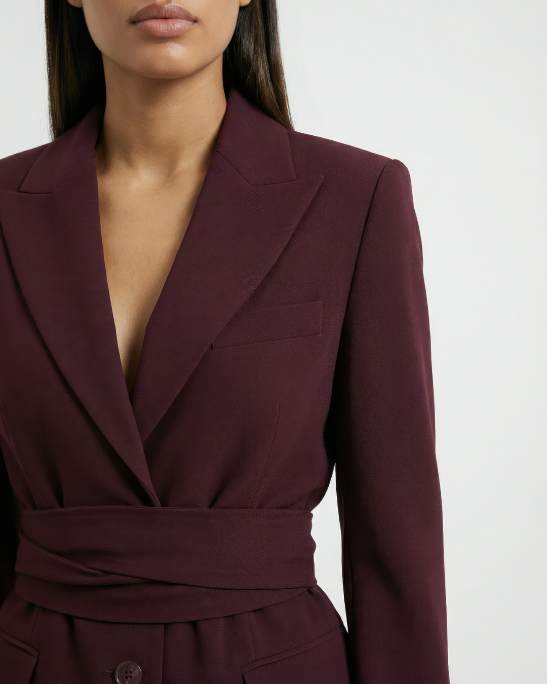 The Bordeaux Tailored Oversized Blazer with Belt