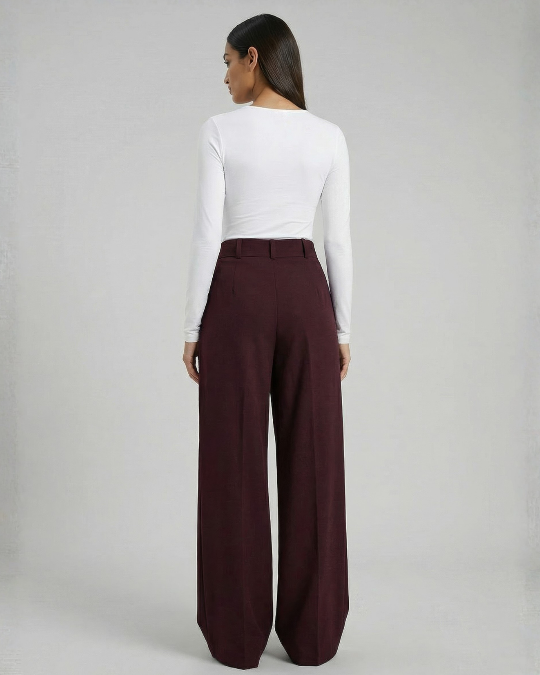 The Bordeaux High-Waist Wide-Leg Trousers