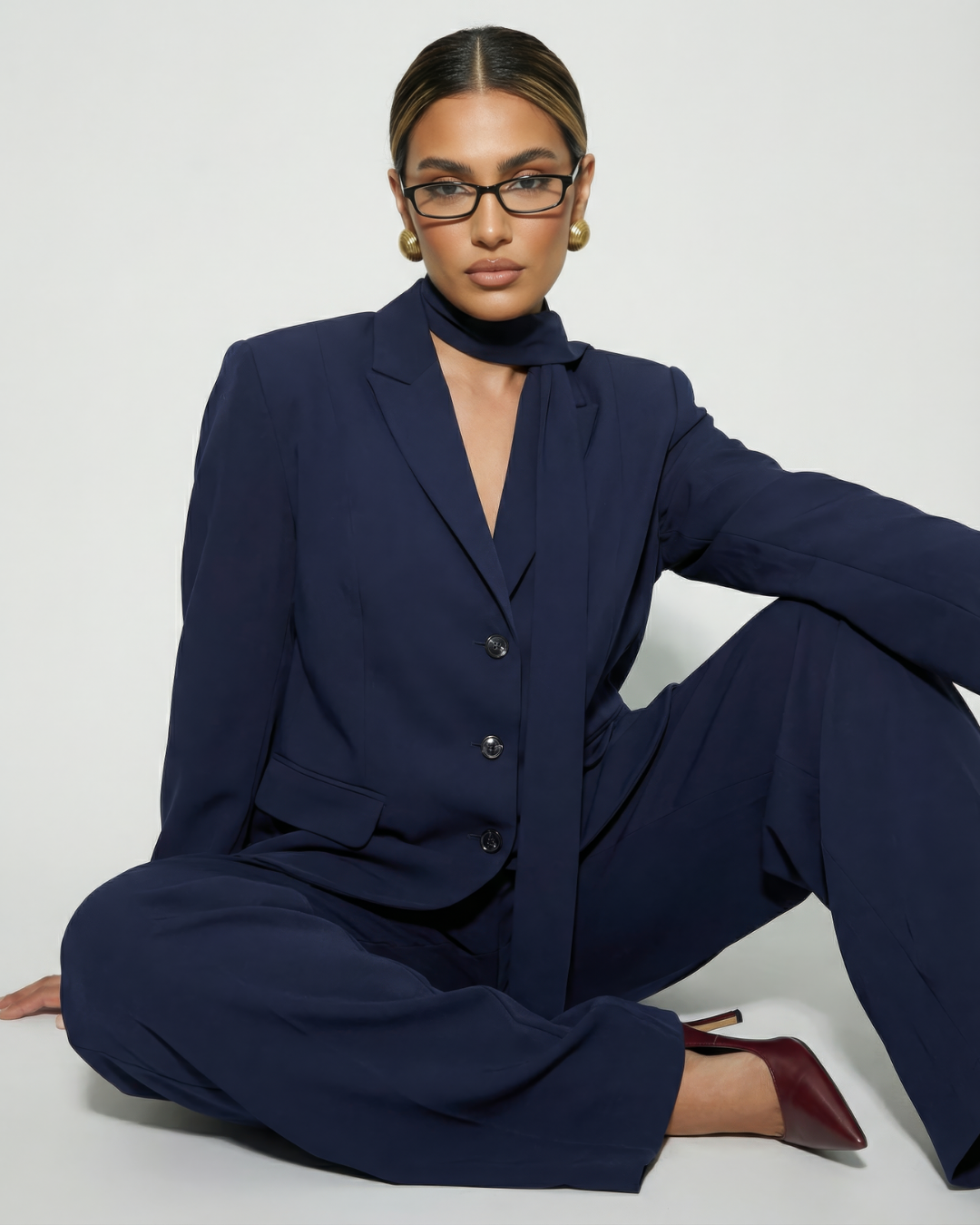 The Aurora Blazer with Belt & Trousers Set