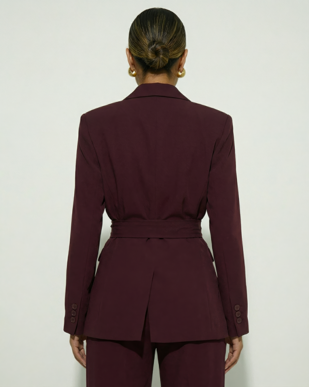 The Bordeaux Blazer with Belt & Trousers Set
