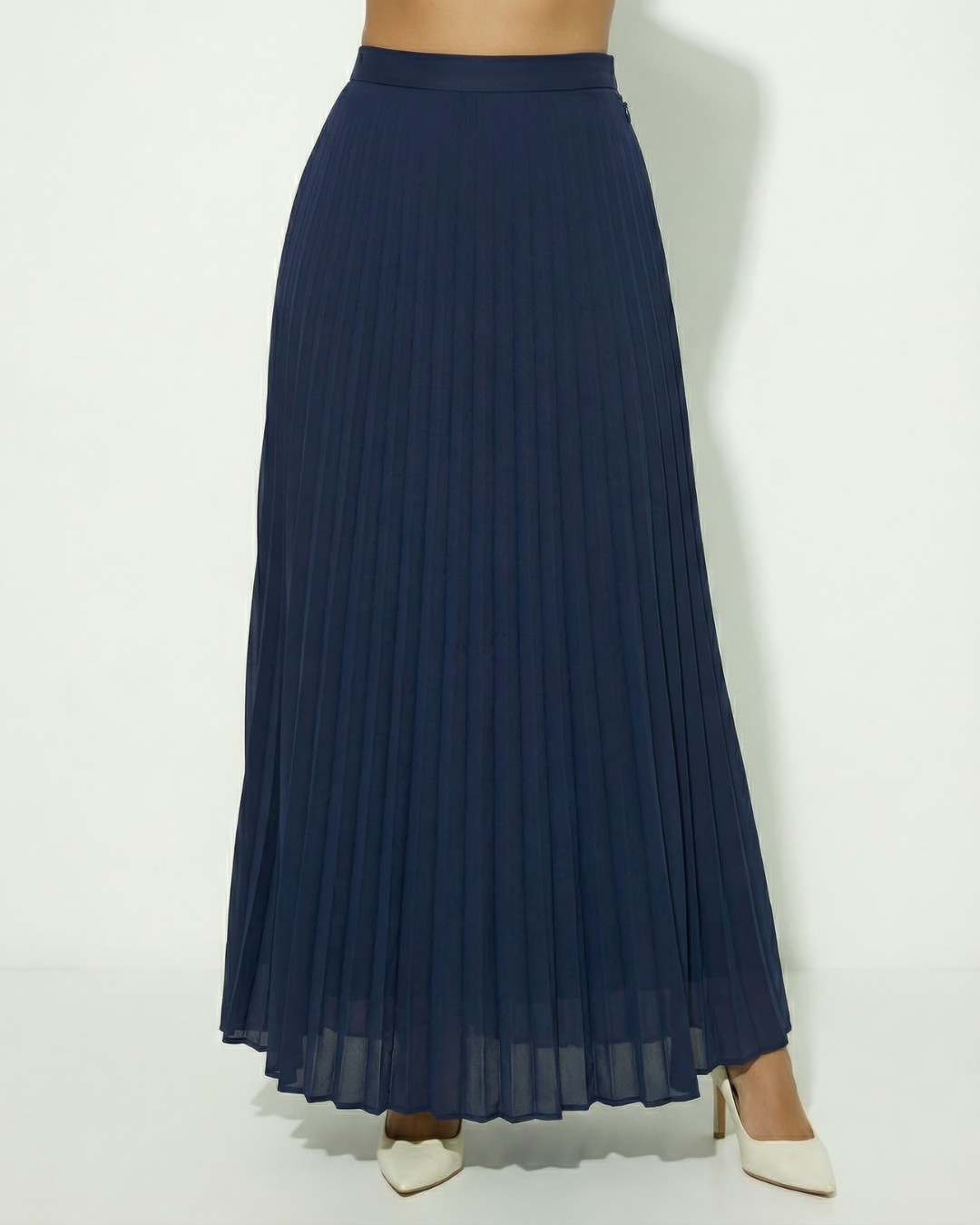 The Zahra Dark Blue Maxi Pleated Skirt