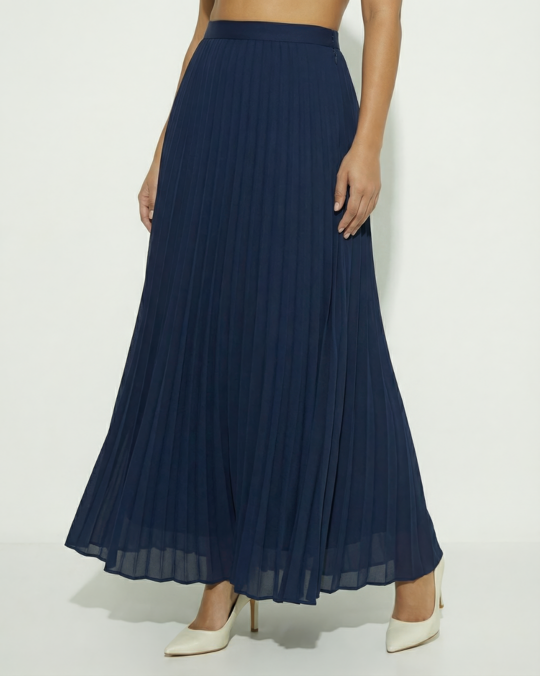 The Zahra Dark Blue Maxi Pleated Skirt
