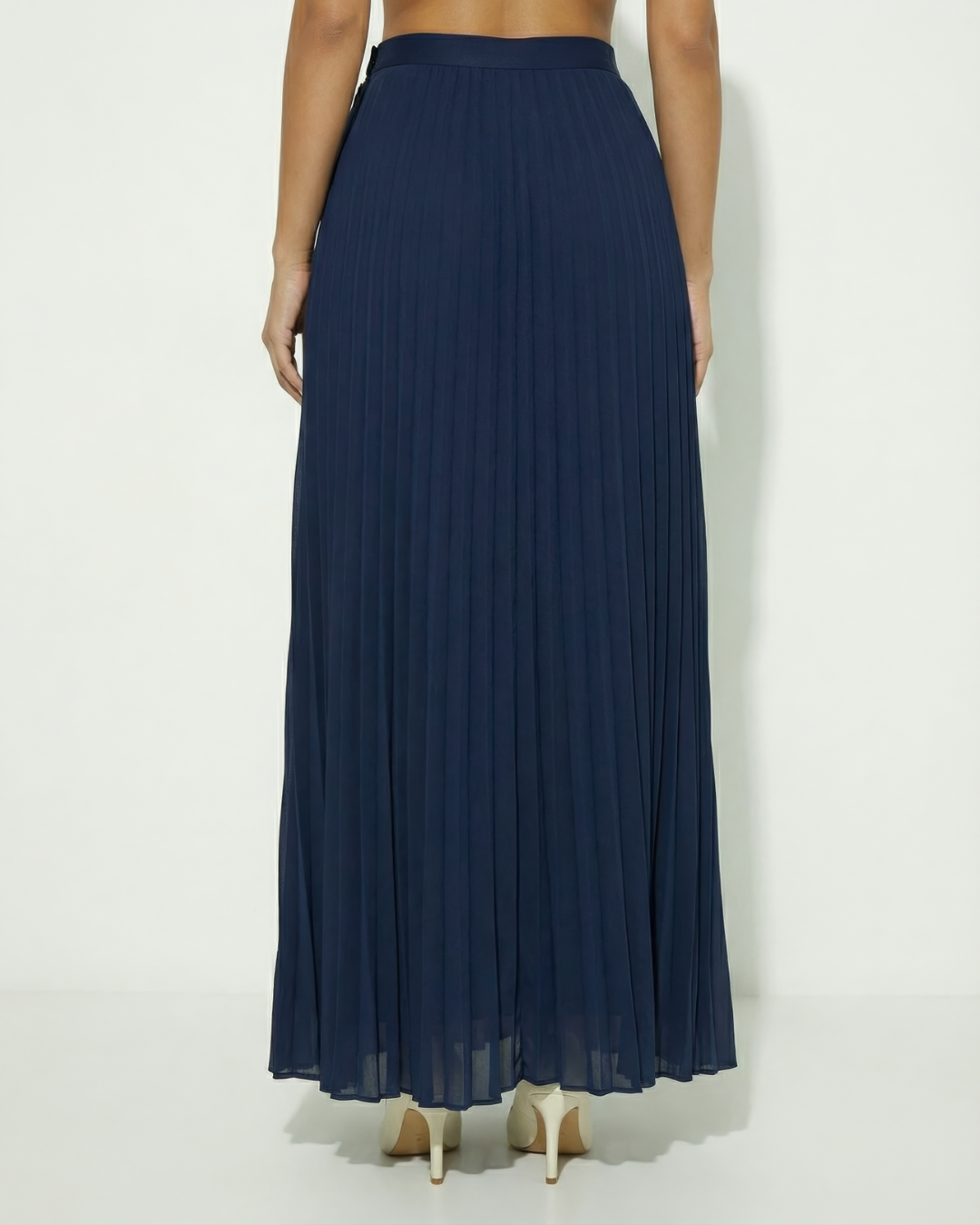 The Zahra Dark Blue Maxi Pleated Skirt