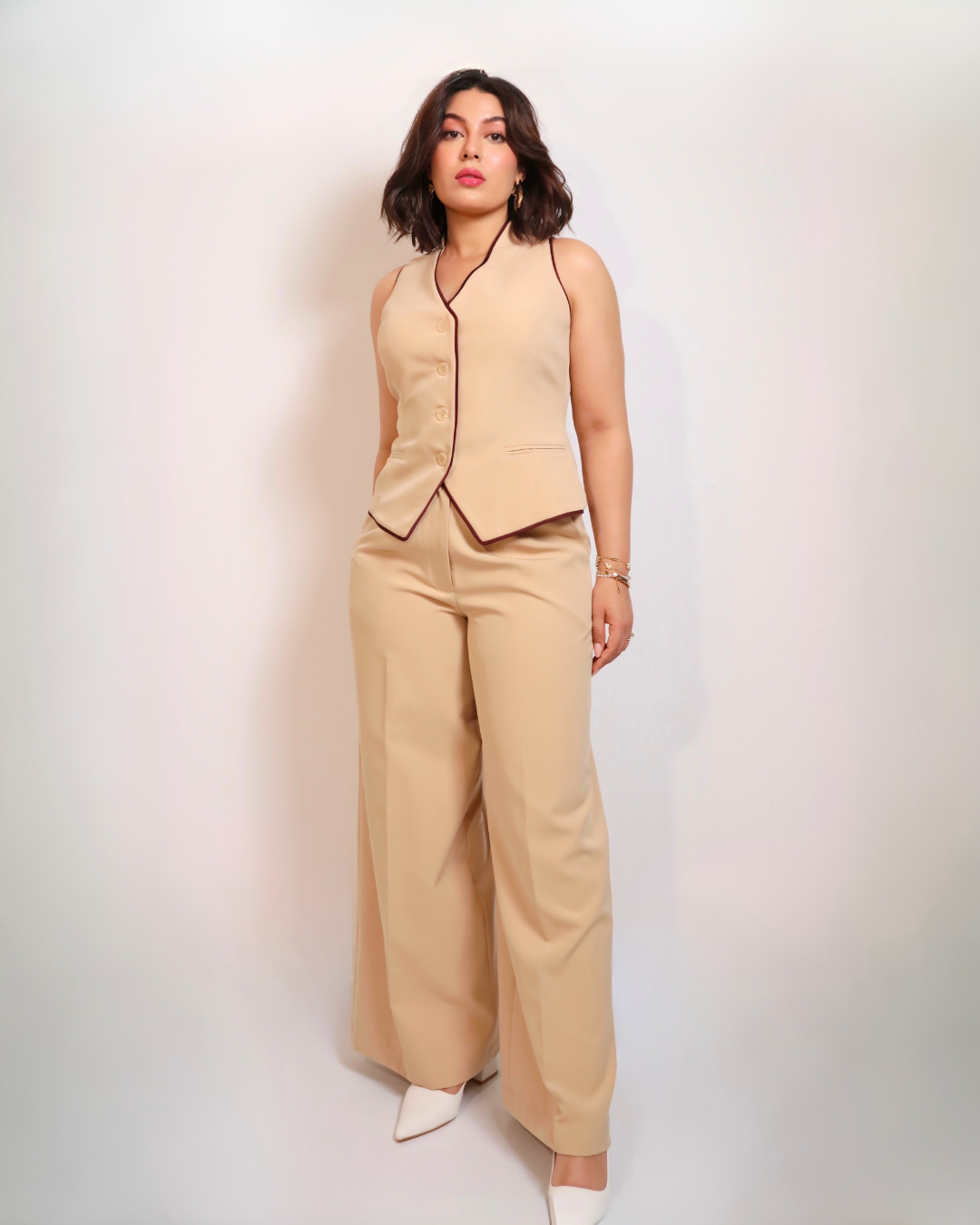 The Desert Rose High-Waisted Wide-Leg Trousers
