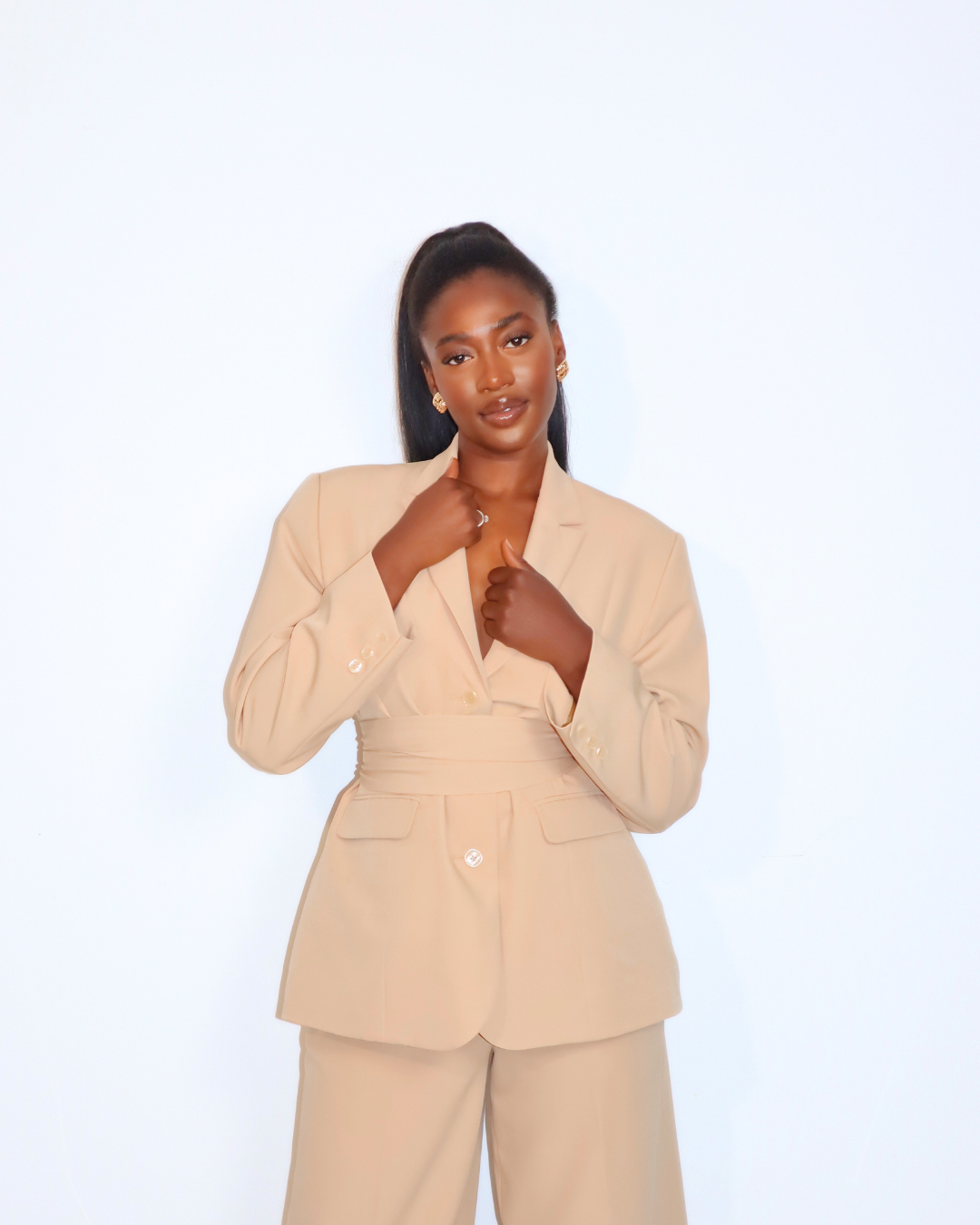 The Desert Rose Tailored Oversized Blazer with Belt