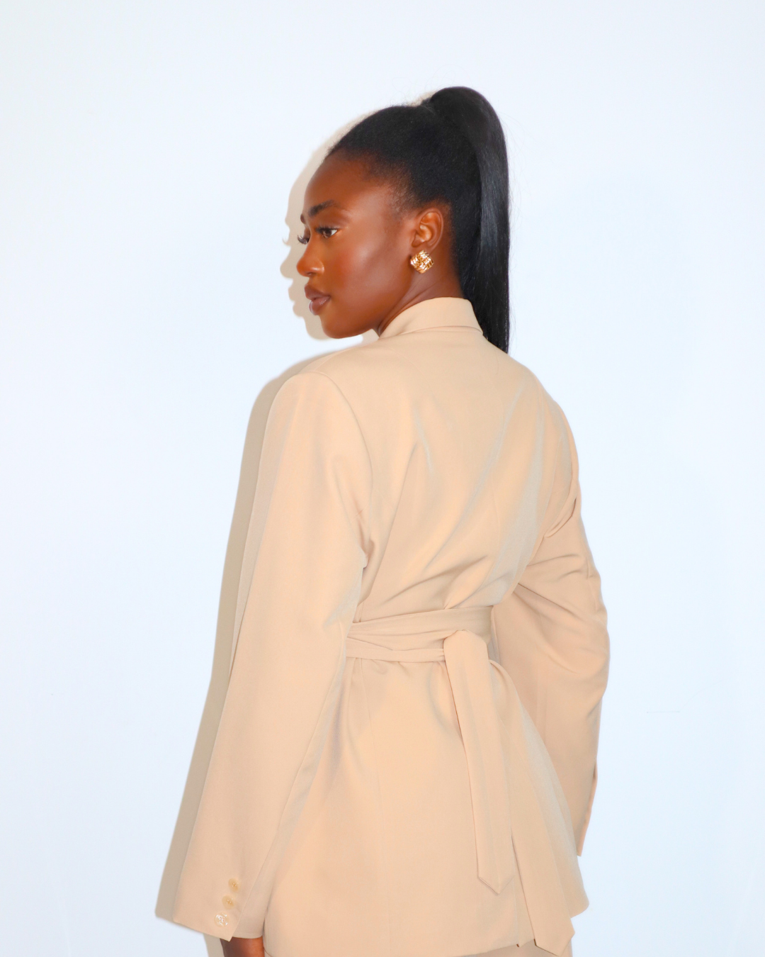 The Desert Rose Tailored Oversized Blazer with Belt