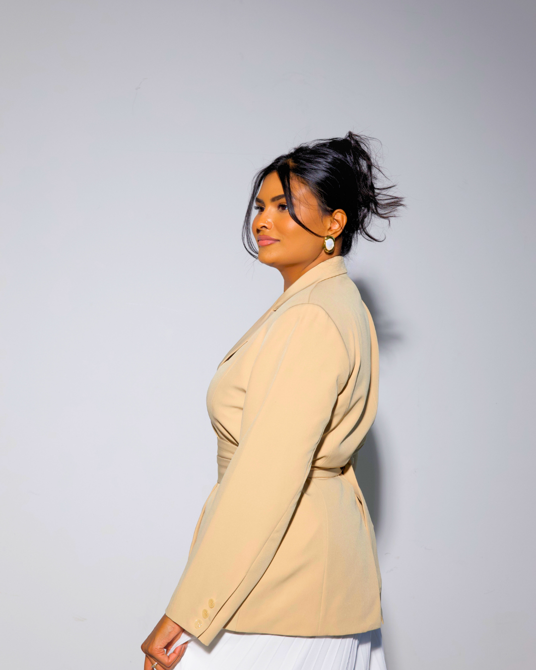 The Desert Rose Blazer & White Pleated Skirt Set