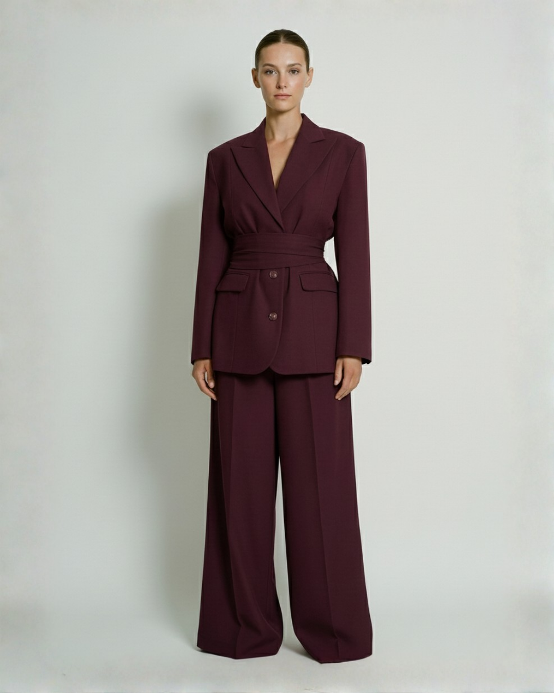 The Bordeaux Tailored Oversized Blazer with Belt