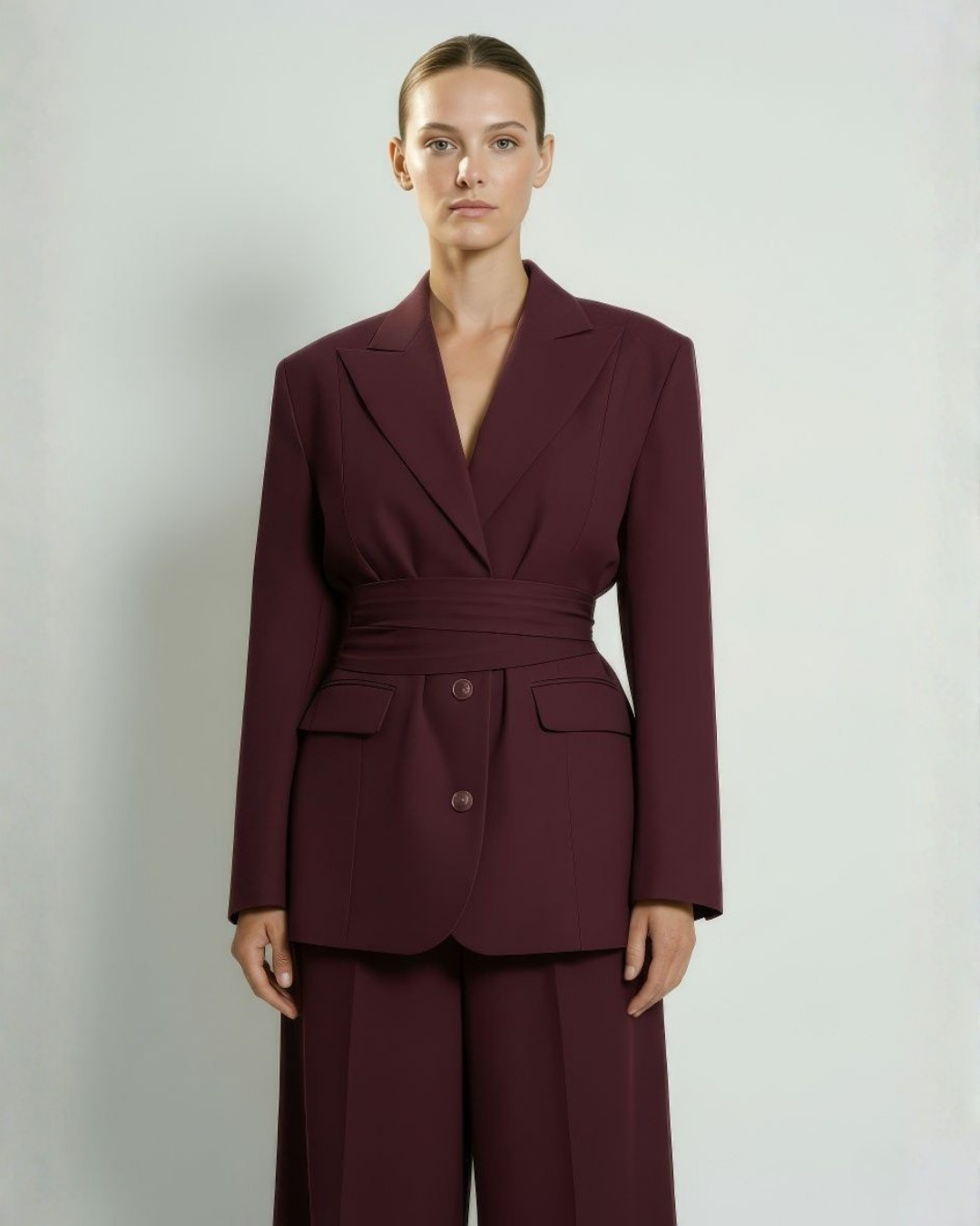 The Bordeaux Tailored Oversized Blazer with Belt