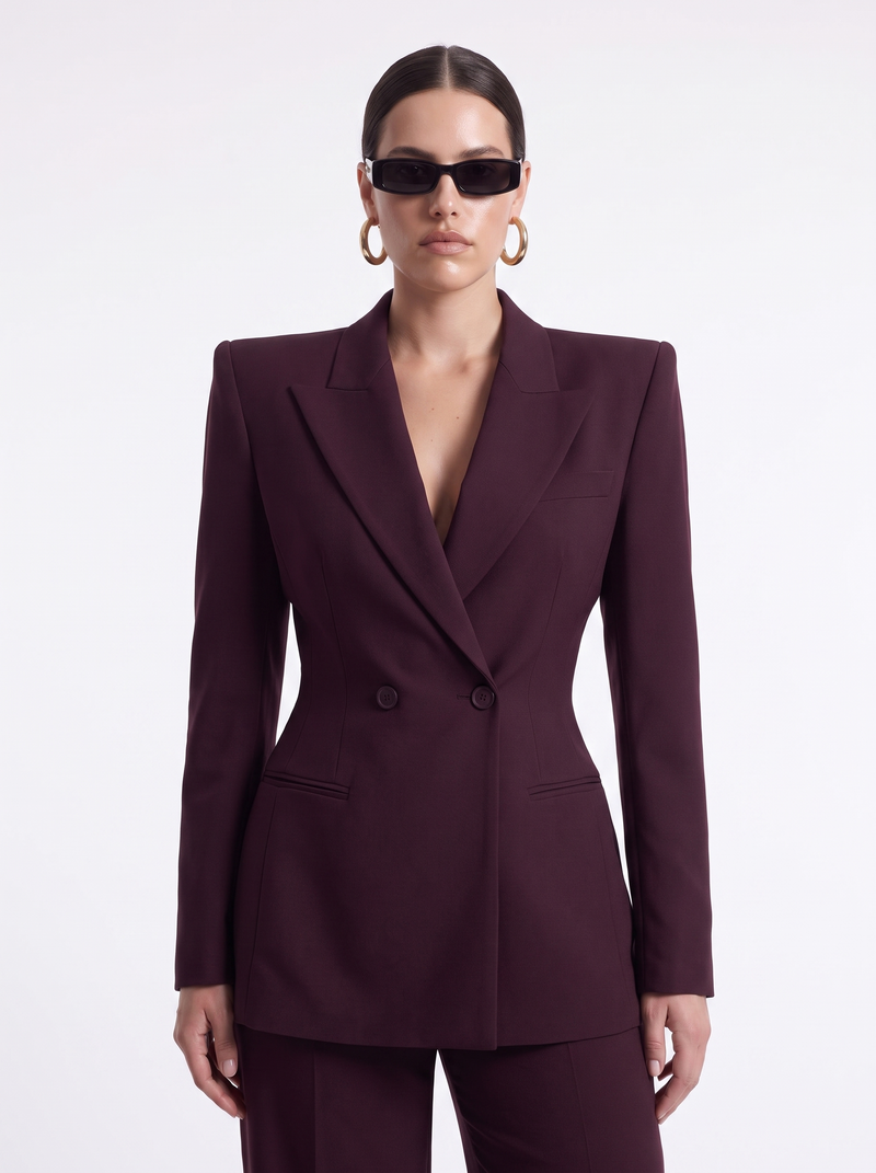 The Amara Blazer, Burgundy